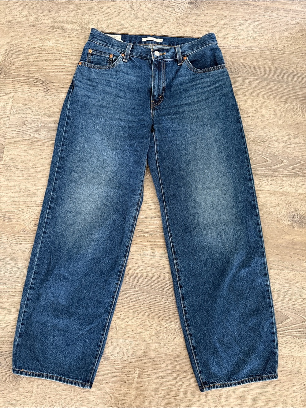 Levi’s Premium Baggy Dad Jeans Size 26 High Rise Straight Relaxed Fit Dark Wash